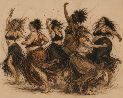 wild tanzende Frauen